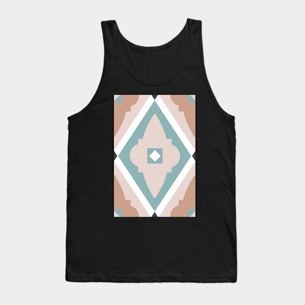 Abstract geometric diamond pattern white, sand color and light green Tank Top by colorofmagic